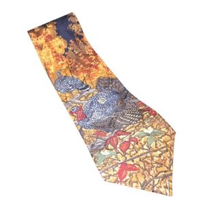 Field & Stream Necktie Mens OS Blue Wild Turkey Autumn Forest Silk Hunting Tie